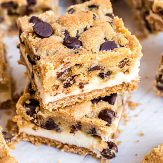 Chocolate Chip Cheesecake Bars Recipe Shugary Sweets