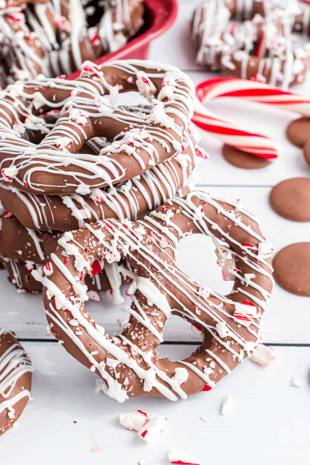 Chocolate Covered Peppermint Pretzels - Shugary Sweets