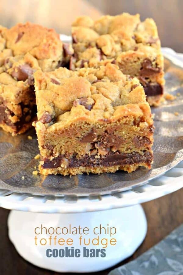 Chocolate Chip Toffee Fudge Cookie Bars Shugary Sweets