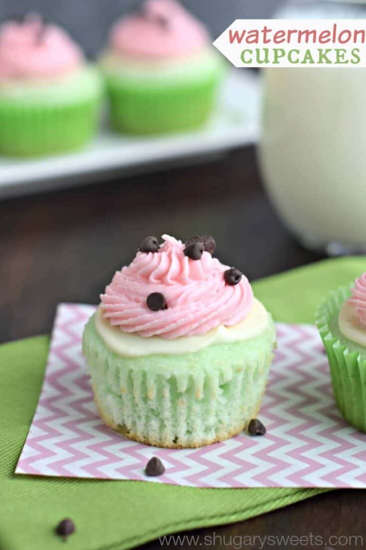Watermelon Cupcakes Recipe - Shugary Sweets