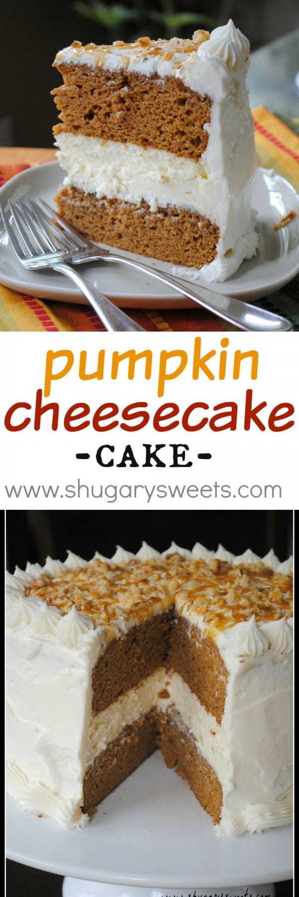 Pumpkin Cheesecake Cake - Shugary Sweets