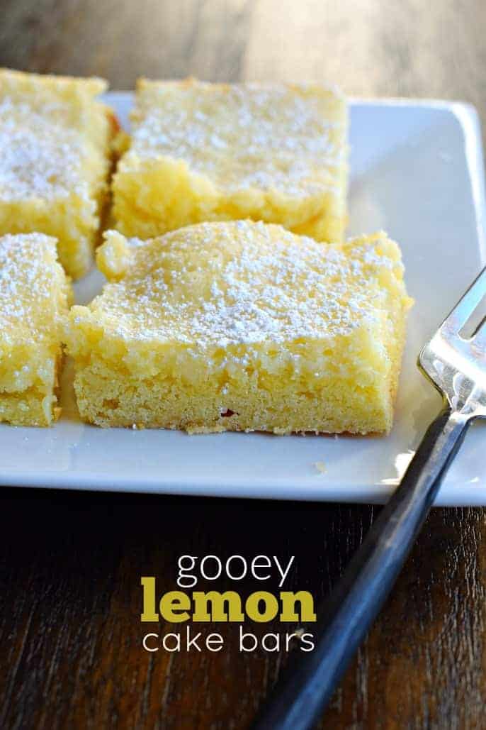 Gooey Lemon Cake Bars - Shugary Sweets