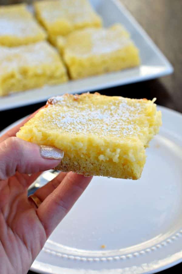Gooey Lemon Cake Bars - Shugary Sweets