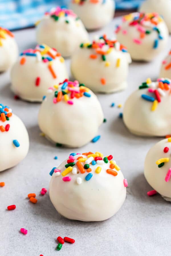 Funfetti Cookie Dough Truffles - Shugary Sweets