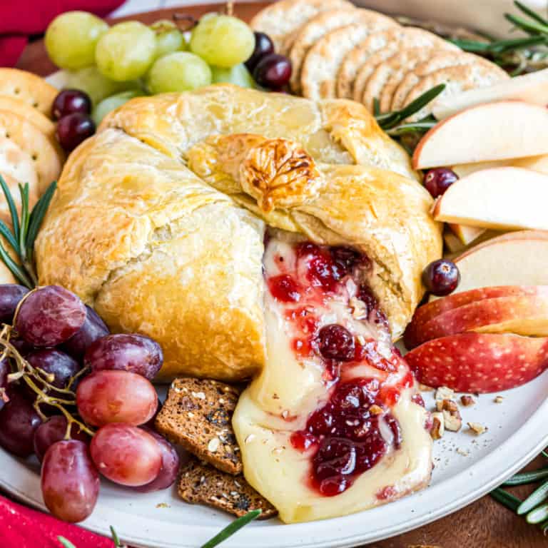 Puff Pastry Wrapped Cranberry Brie - Shugary Sweets