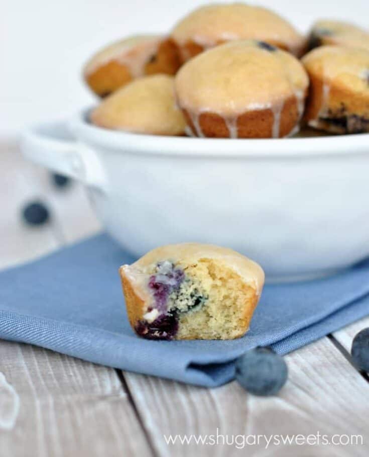 Glazed Blueberry Donut Muffins - Shugary Sweets