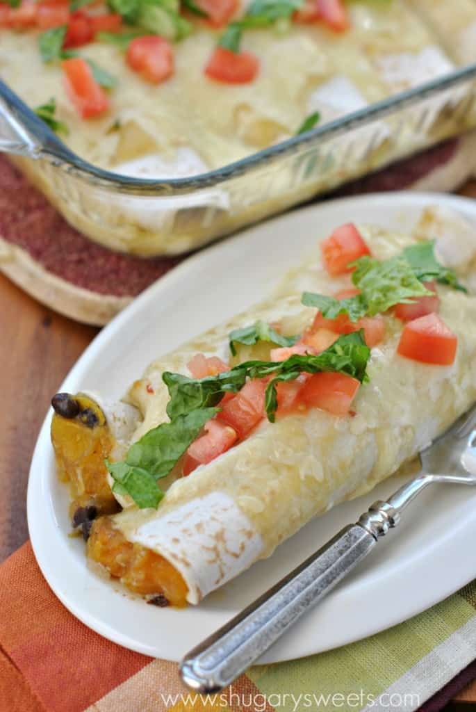 Butternut Squash Black Bean Enchiladas - Shugary Sweets