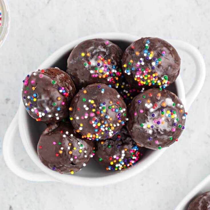 Chocolate Glazed Donut Holes - Shugary Sweets