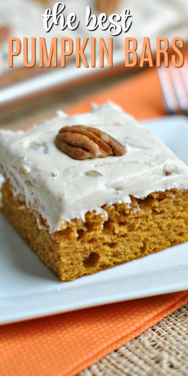 Butter Pecan Frosted Pumpkin Bars Recipe - Shugary Sweets