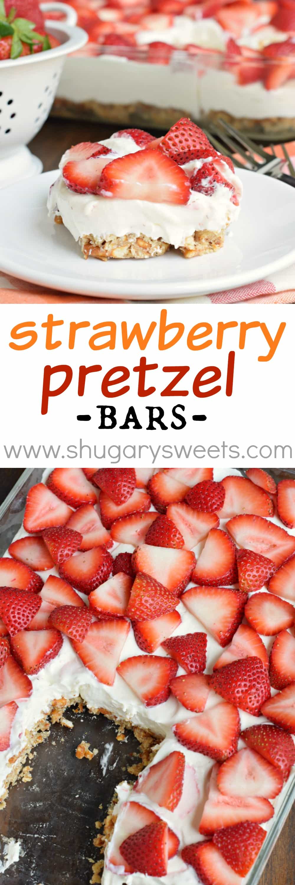 Strawberry Pretzel Bars - Shugary Sweets