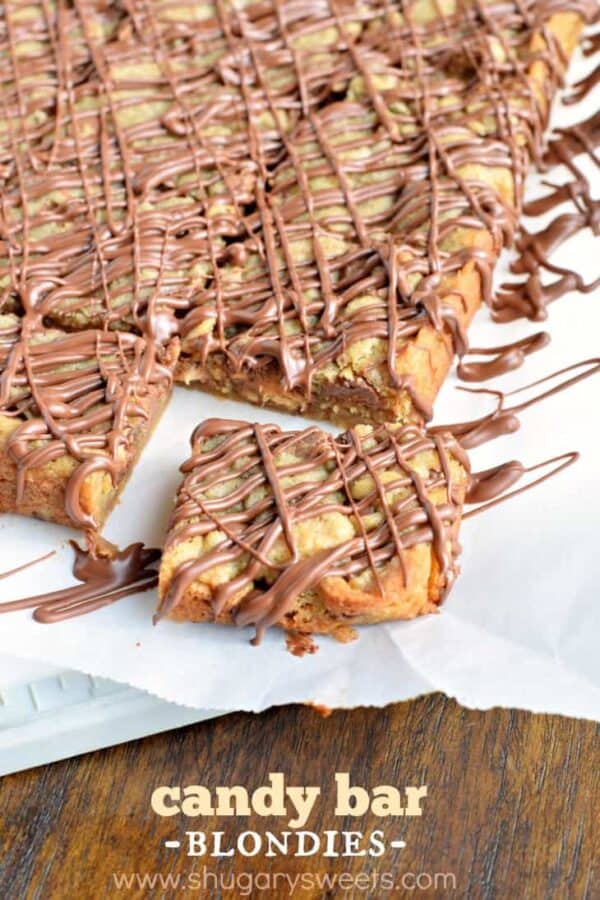 Candy Bar Blondies - Shugary Sweets