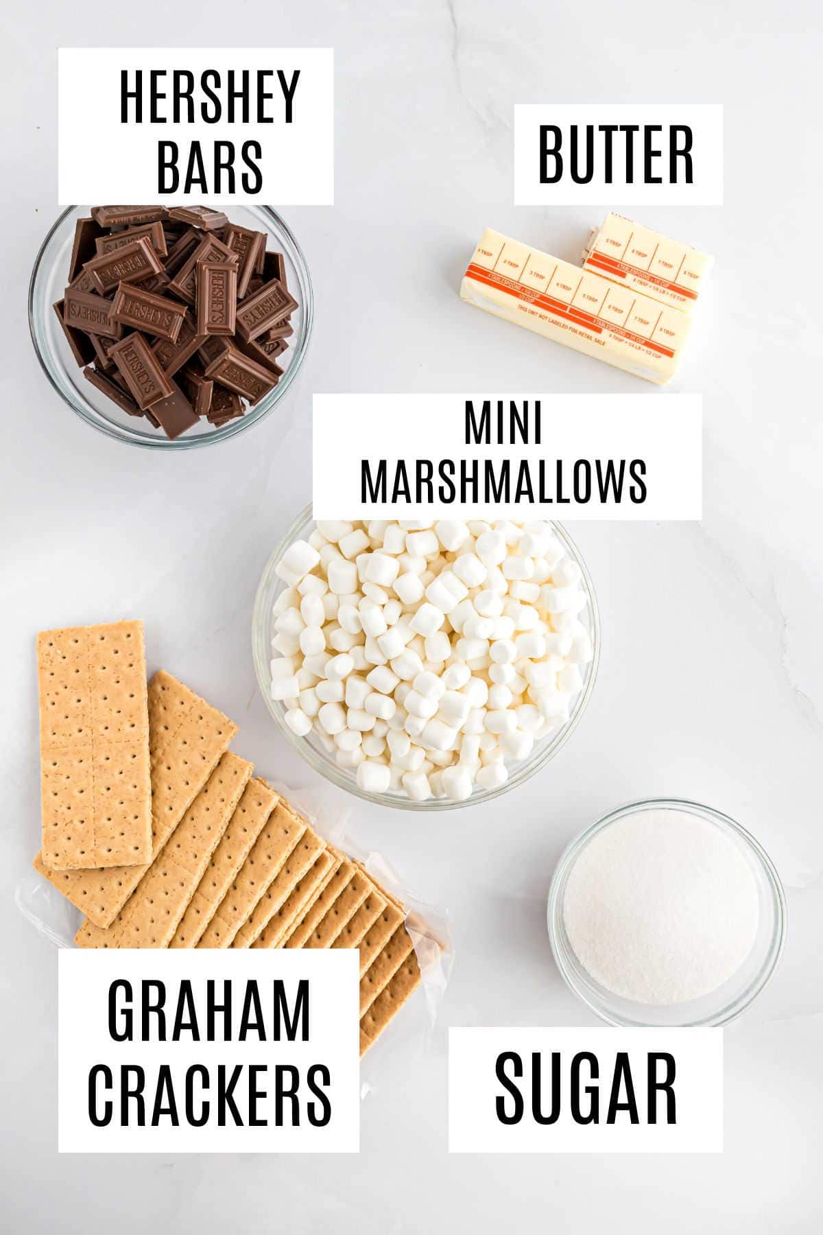 Ingredients you'll need to make s'mores cracker toffee.