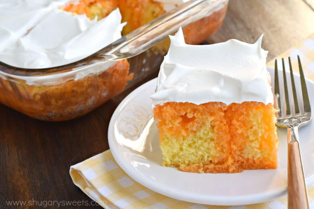 Lemon Orange JELL-O Poke Cake Recipe - Shugary Sweets