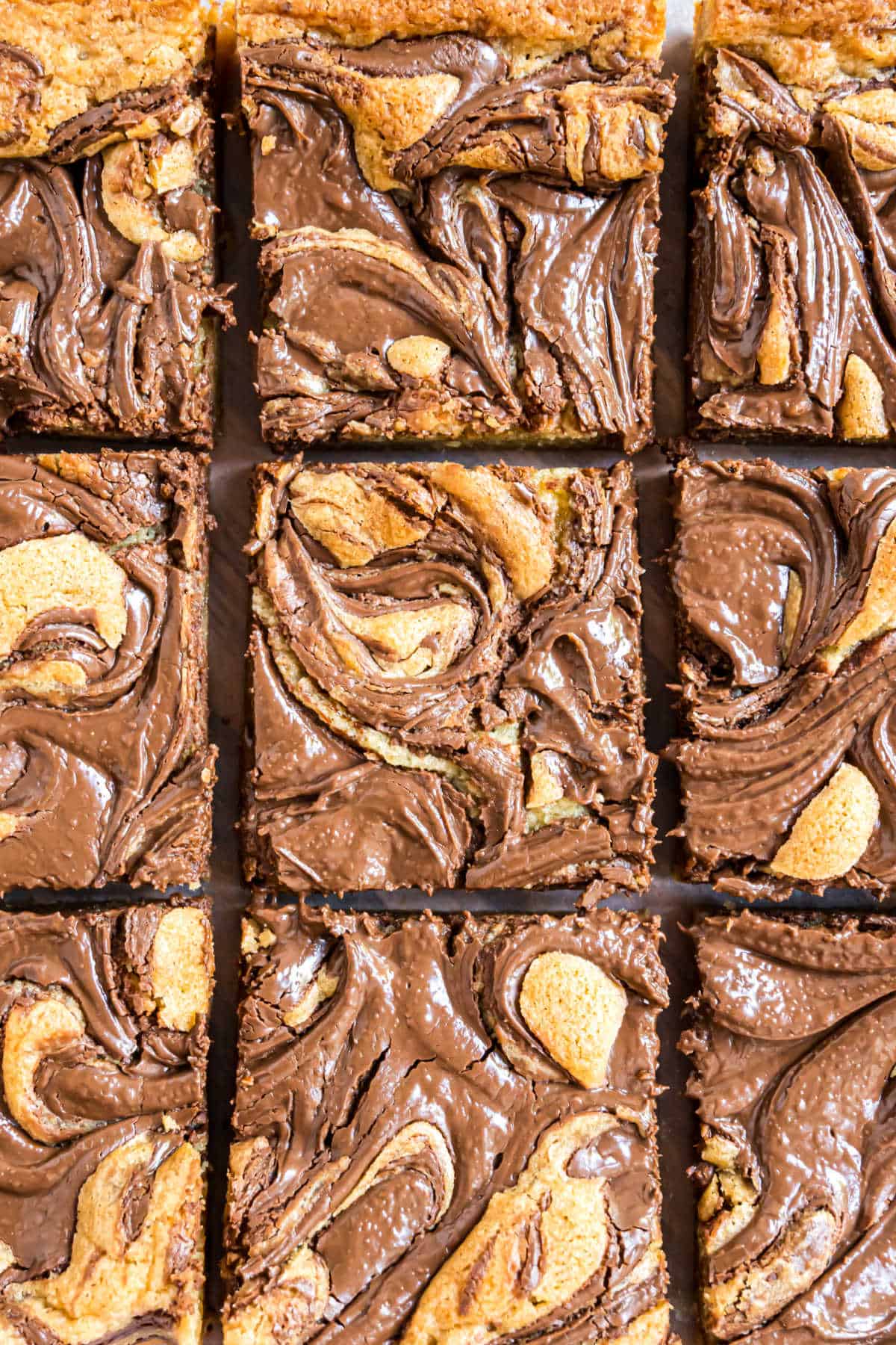 Nutella swirled into blondies.