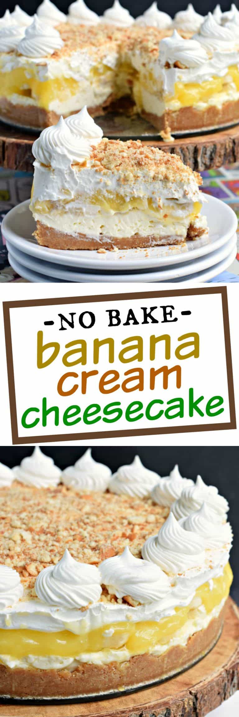 No Bake Banana Cream Cheesecake - Shugary Sweets