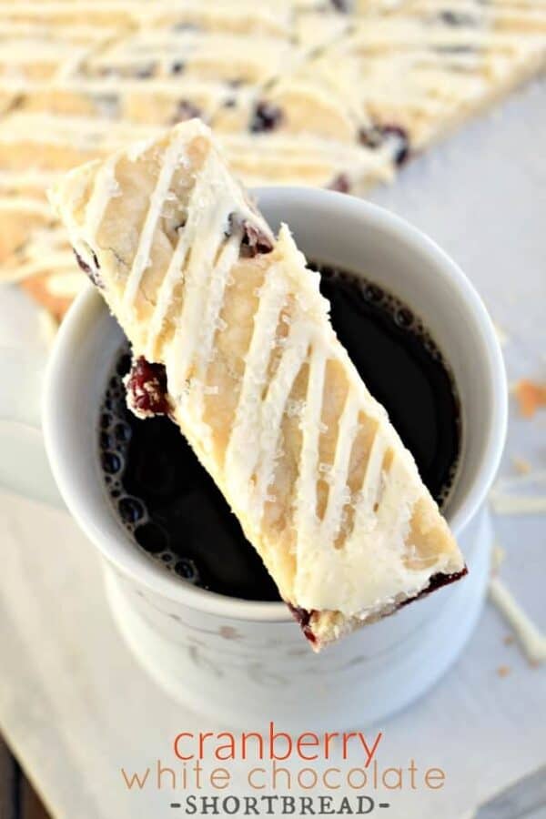 Cranberry White Chocolate Shortbread Cookie Sticks- Shugary Sweets