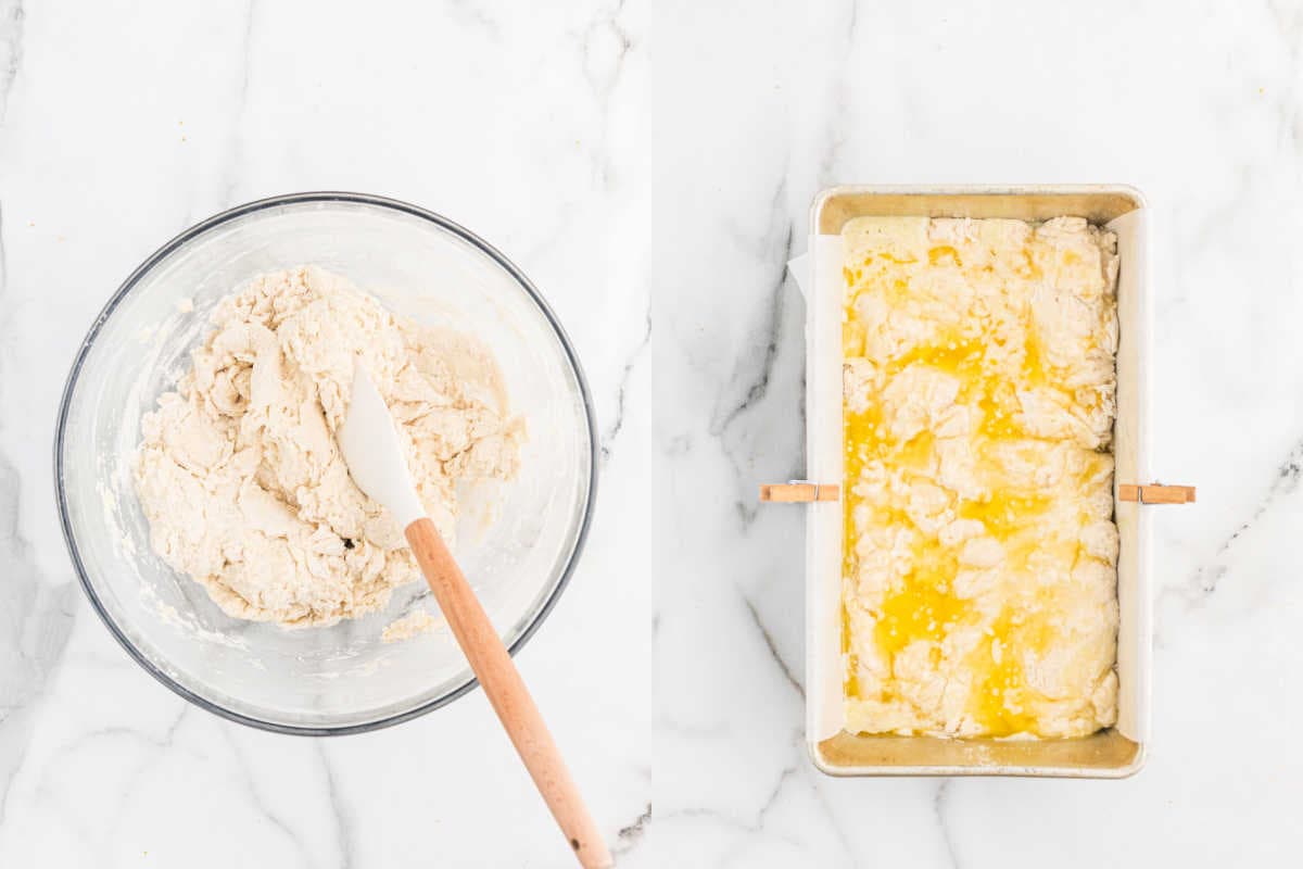 Step by step photos showing how to make beer bread.