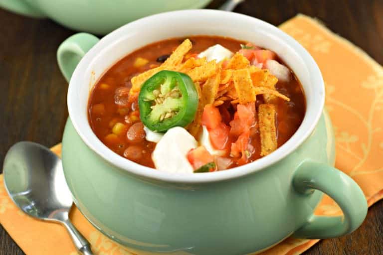 Slow Cooker Vegetarian Lentil Tortilla Soup - Shugary Sweets