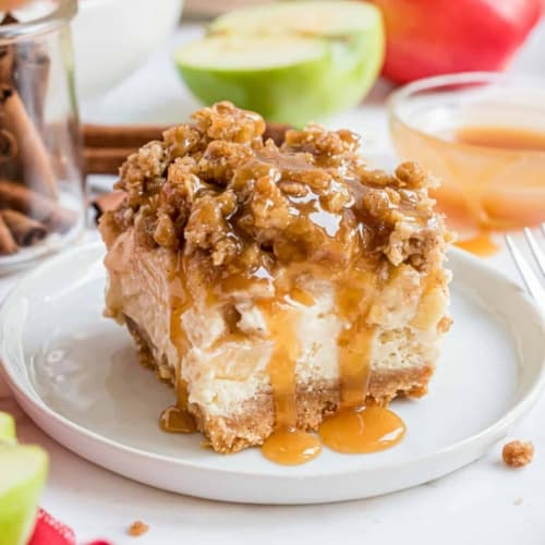 Caramel Apple Cheesecake Bars - Shugary Sweets