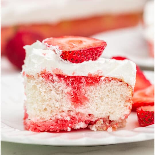 Strawberry JELL-O Poke Cake Recipe - Shugary Sweets