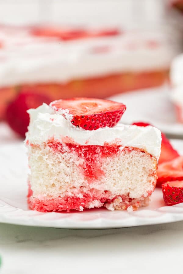 Strawberry JELL-O Poke Cake Recipe - Shugary Sweets