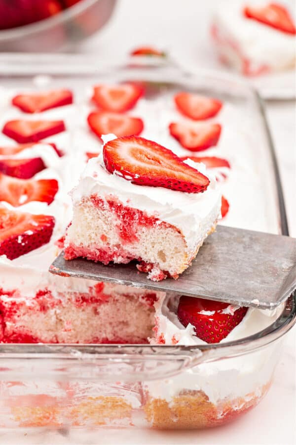 Strawberry JELL-O Poke Cake Recipe - Shugary Sweets