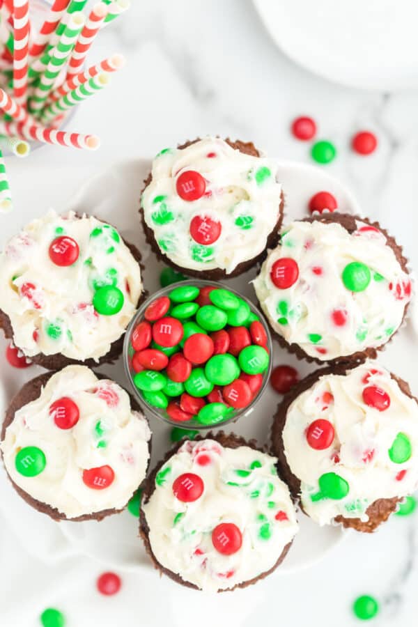 Chocolate Cupcakes with M&M's Frosting - Shugary Sweets