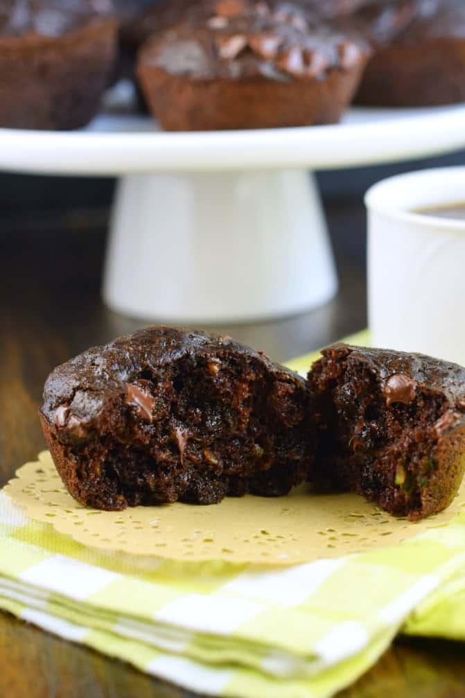 Rich and Fudgy Double Chocolate Zucchini Muffins