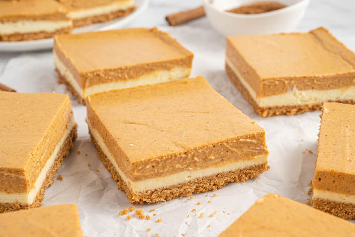 Pumpkin Cheesecake Bars Recipe - Shugary Sweets