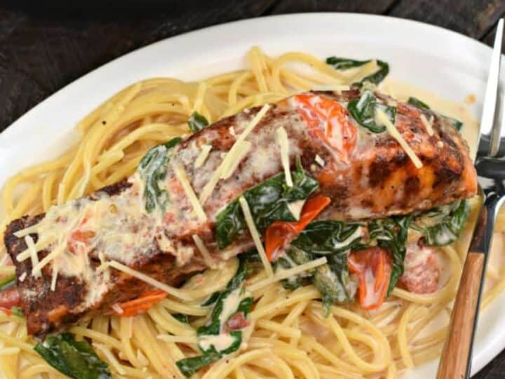 Creamy Tuscan Garlic Blackened Salmon Pasta Recipe