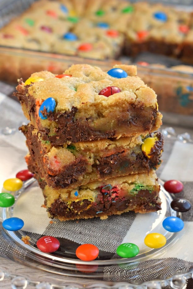Brown Butter M&M Cookie Bars - Baking With Butter