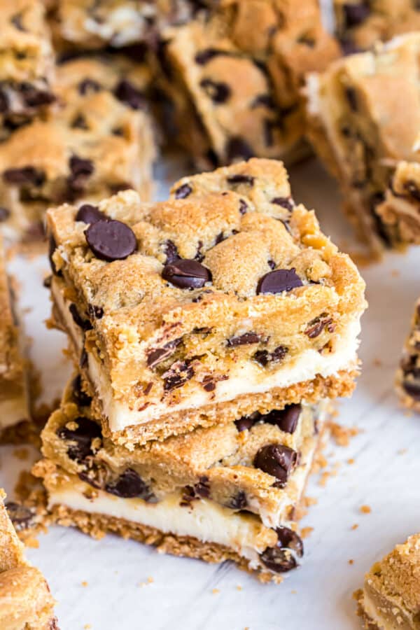 Chocolate Chip Cheesecake Bars Recipe - Shugary Sweets