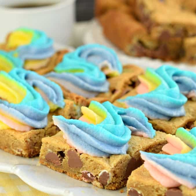 Rainbow M&M Peanut Butter Cookies • baste cut fold