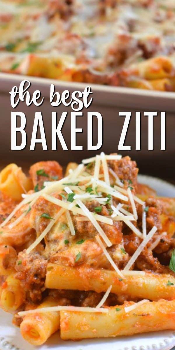 This easy Baked Ziti recipe has all the delicious layers of your favorite Italian dish. Perfect crowd pleaser, you'll love the hearty sauce and cheesy filling!