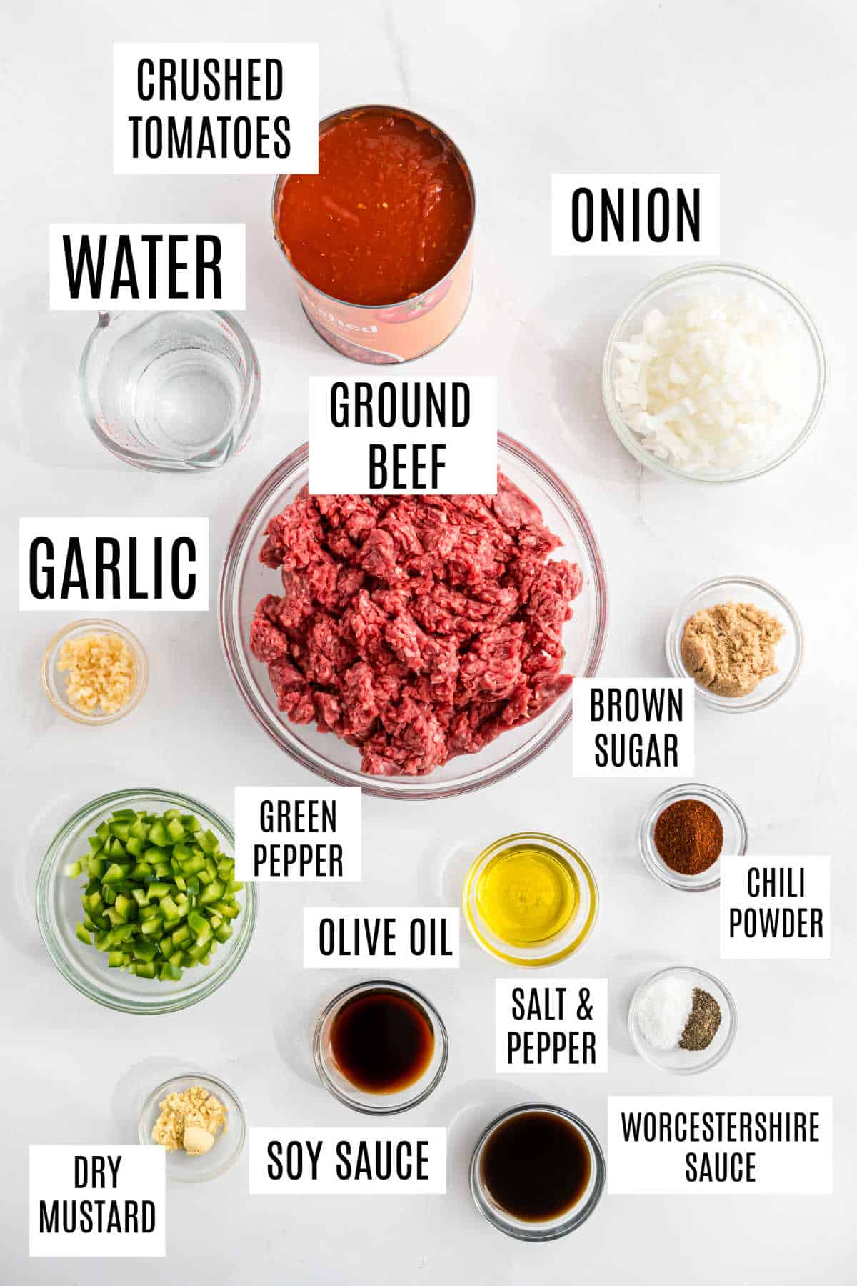 Ingredients needed to make sloppy joes in the instant pot.