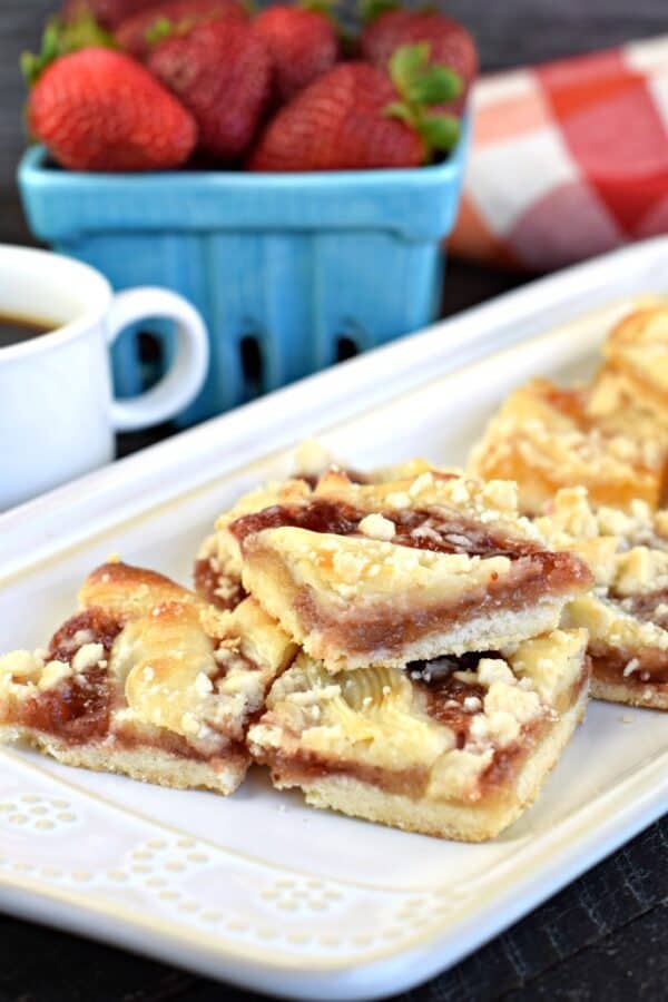 Strawberry Streusel Crumb Bars - Shugary Sweets