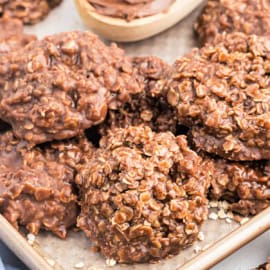 These Nutella No bake Cookies are loaded with chocolate hazelnut flavor and they take minutes to make. Chewy oats and a rich, fudgy texture, you'll love this quick treat.