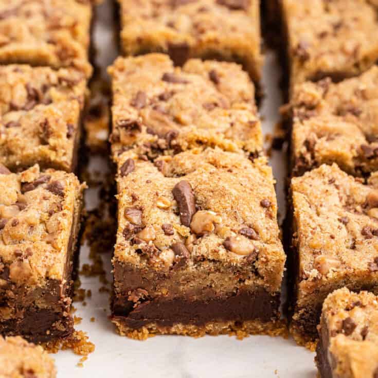 Chocolate Chip Toffee Fudge Cookie Bars - Shugary Sweets