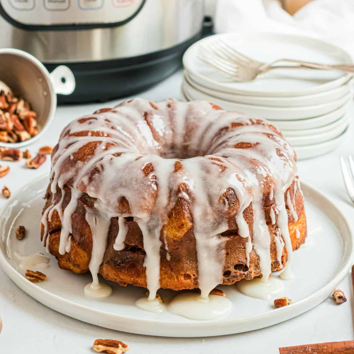 Cinnamon Monkey Bread Mini Bundts with Cream Cheese Glaze - Nordic Ware