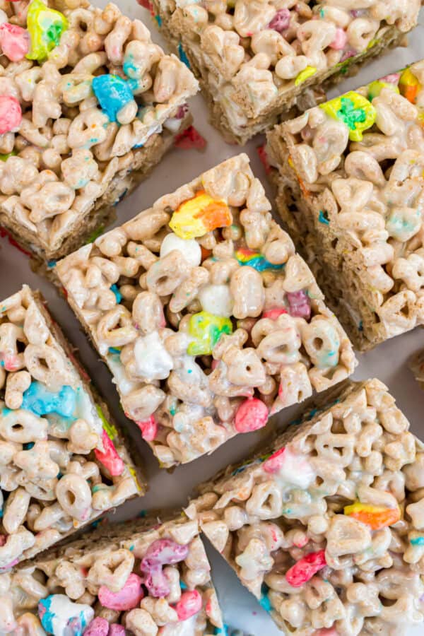 Lucky Charms Marshmallow Treats Bars Recipe - Shugary Sweets