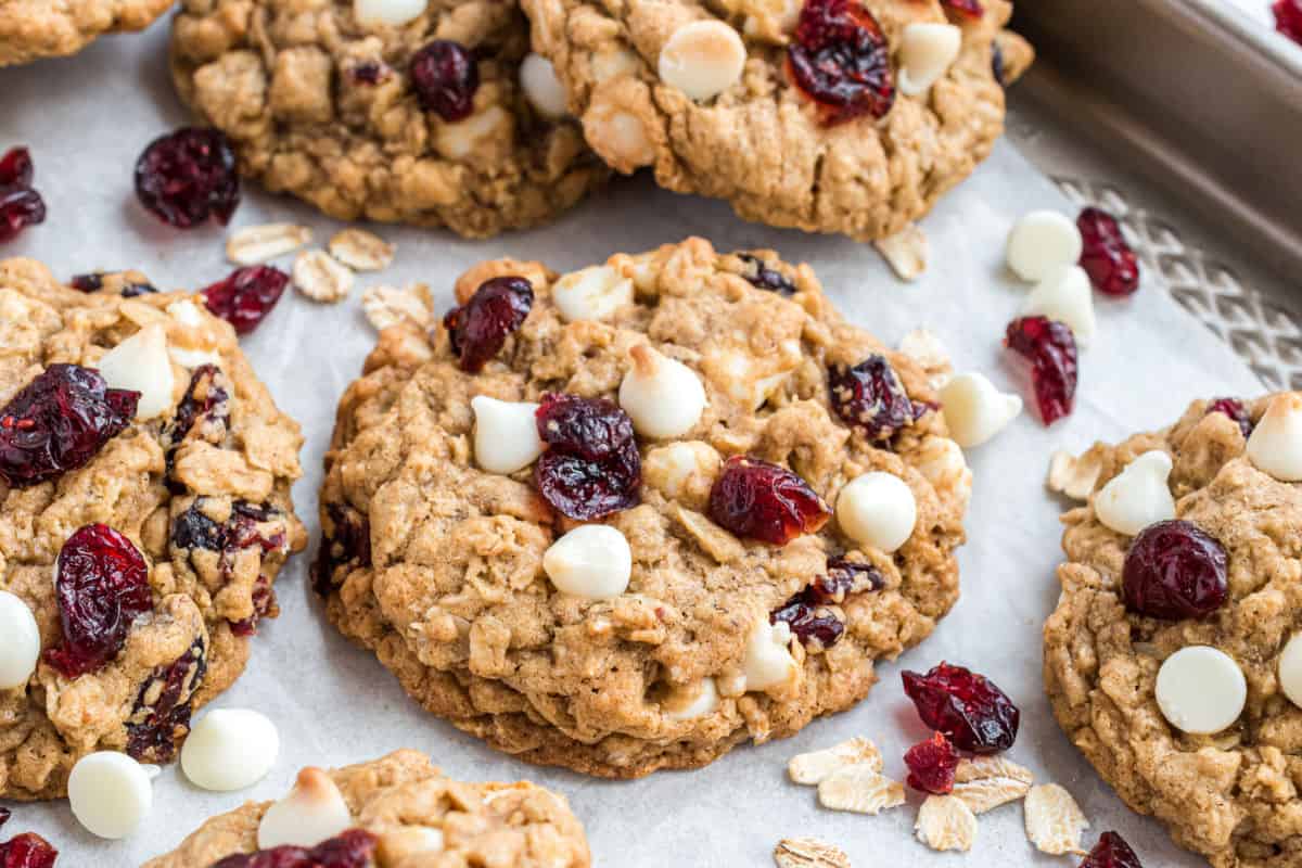 White Chocolate Oatmeal Cranberry Cookies - Shugary Sweets