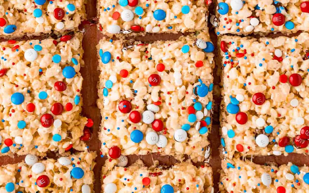 Red White and Blue Rice Krispie Treats