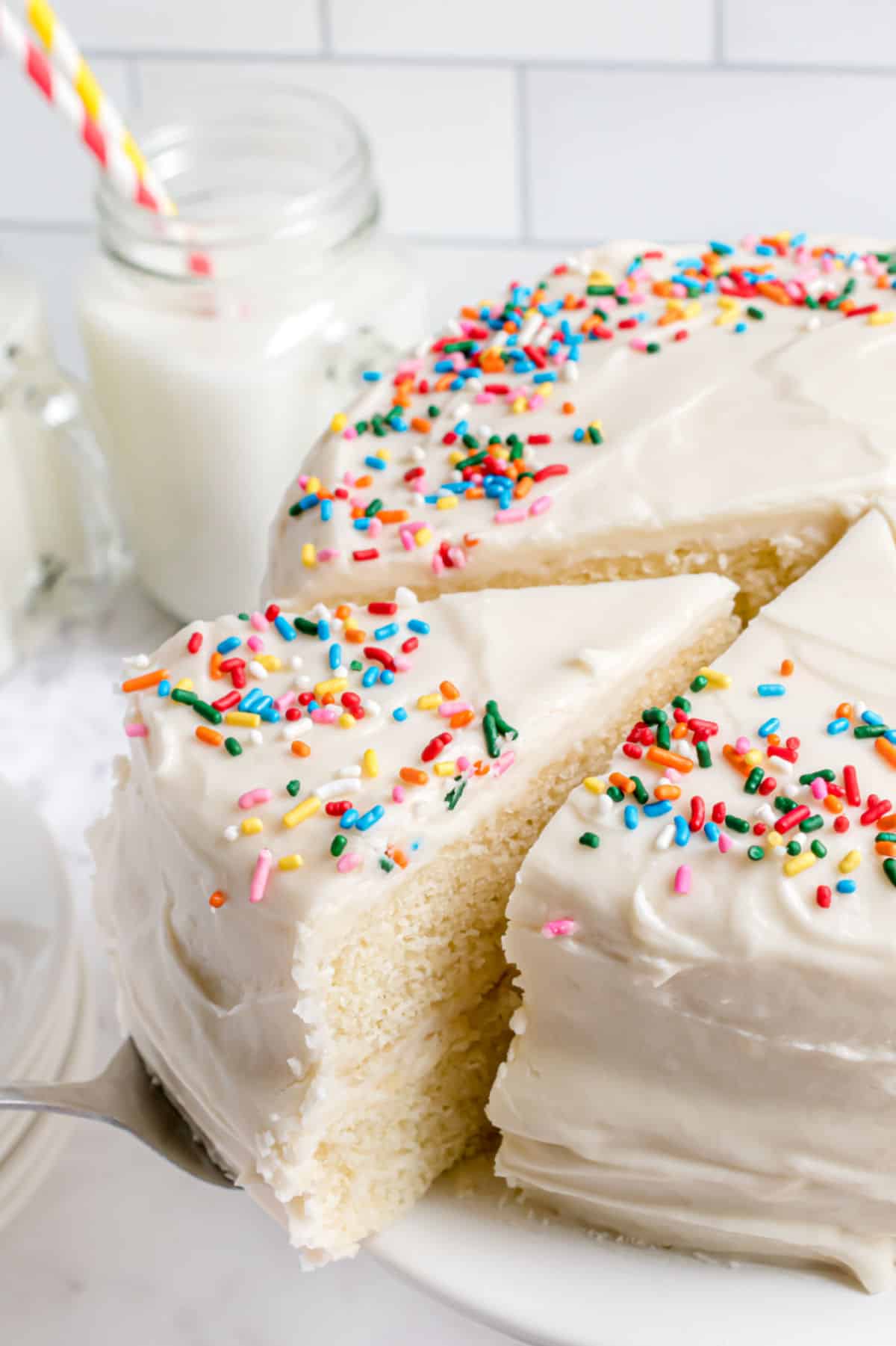 vanilla birthday cake slice