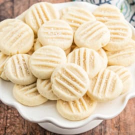 Whipped Shortbread Cookies have a tender crumb and amazing buttery flavor! These melt-in-your-mouth cookies are delicious, easy and perfect for any occasion.