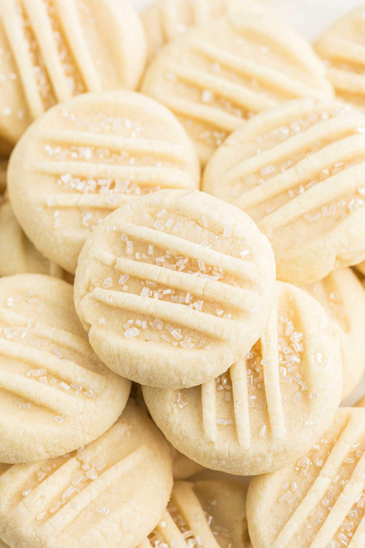 Stack of shortbread cookies.