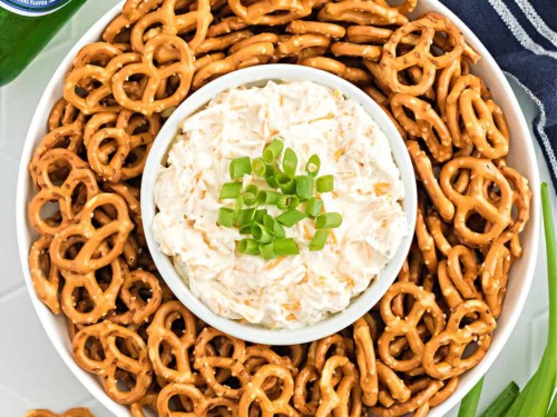 Beer Cheddar Cheese Pretzel Dip (Cold Spread) - Aleka's Get-Together