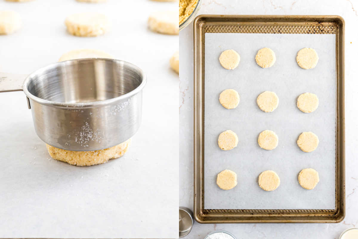 Step by step photos showing how to bake cookies with eggnog.