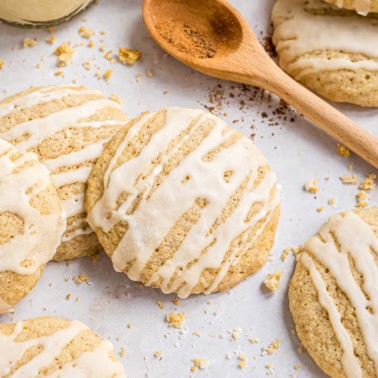 These eggnog cookies are made with real eggnog in the dough and the icing. Warm spices give these chewy cookies irresistible flavor!