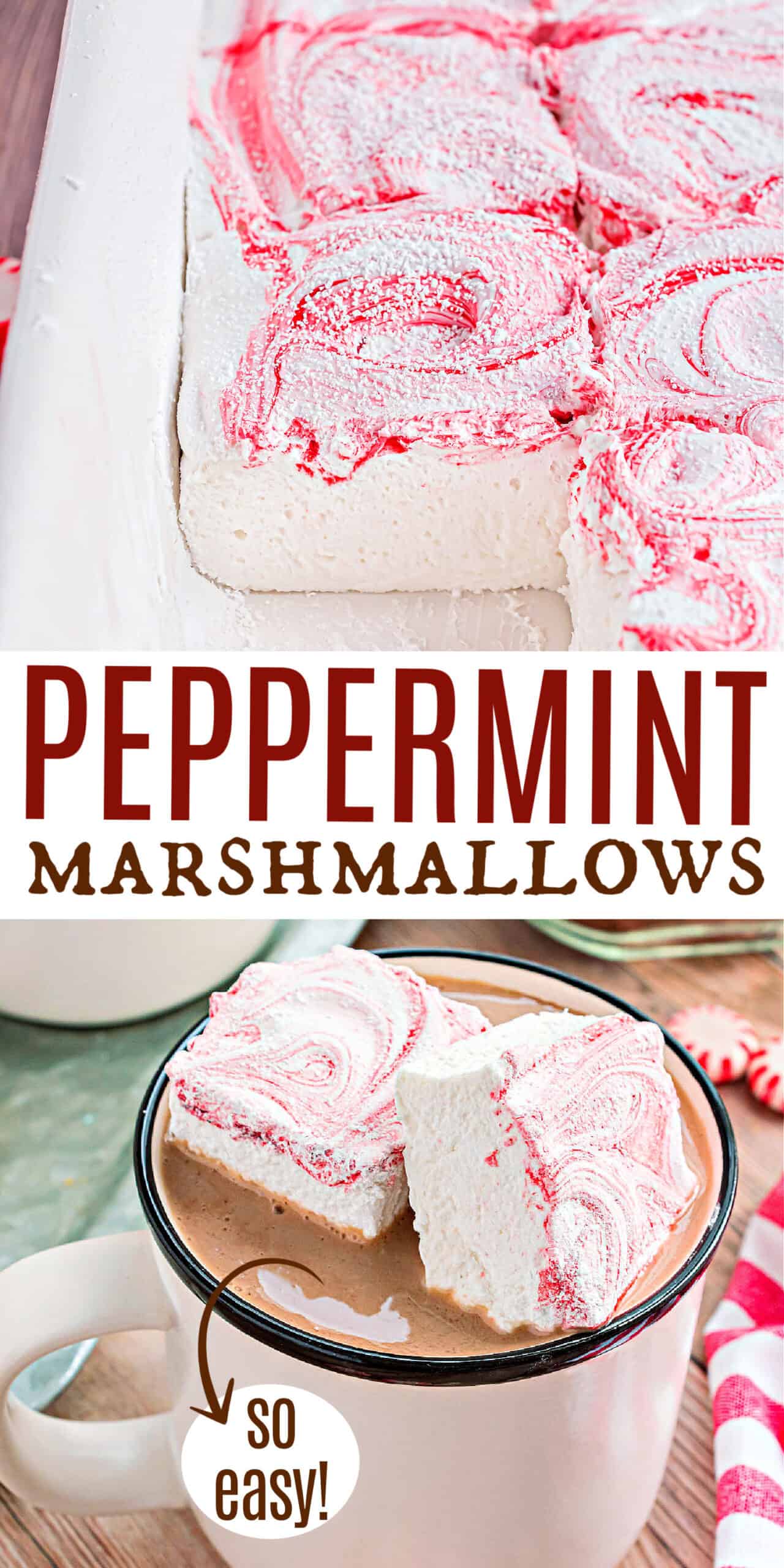 Easy Peppermint Swirl Marshmallows - House of Nash Eats