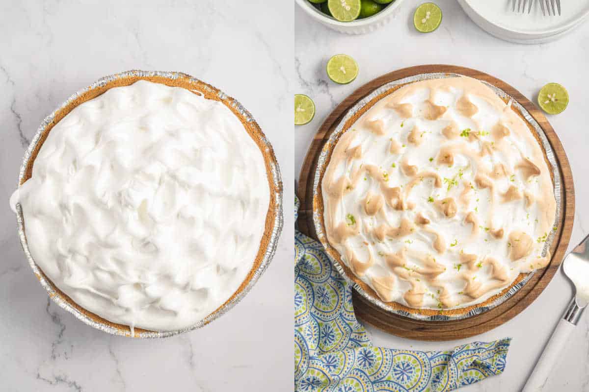 Step by step photos showing how to bake meringue pie.